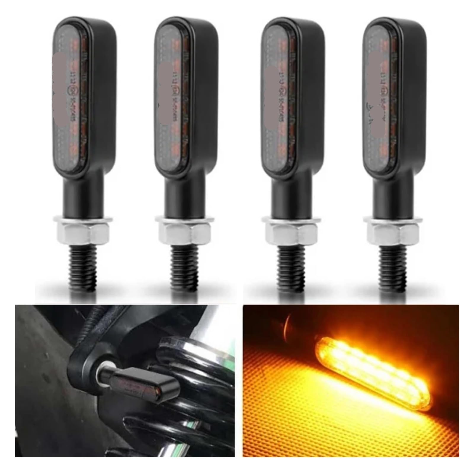 QWQNMC Indicatore Direzione Moto Moto Indicatori di Direzione Luci Frecce Lampeggianti Fanali per 12V 8mm Svolta Lampadine(6Light -4 PCS)