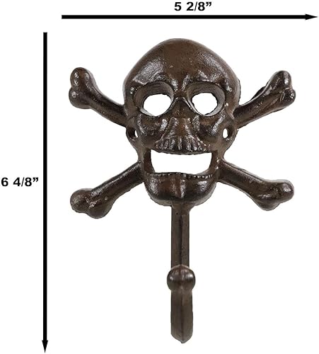 Miniatura 2 de Ebros Gift Paquete de 2 Osario Macabra Halloween Pirata Calavera Espantosa con Esqueleto Crossbones Gancho de Pared Decorativo Colgante