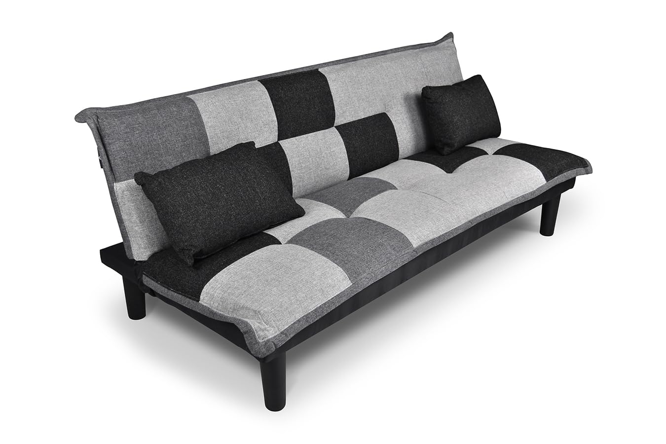 SAMIRA Divano letto clic clac in tessuto grigio scuro - nero - grigio chiaro - Divanetto mod. Russell