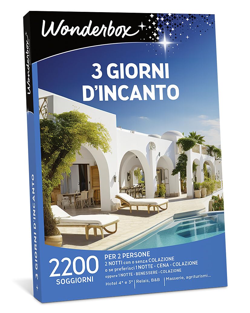 Wonderbox - Cofanetto Regalo - 3 Giorni D'incanto - 800 soggiorni in Hotel a 4 e 3 Stelle - 2 Notti in Città d'Arte- Regali di Coppia O Un Weekend per Due Amici
