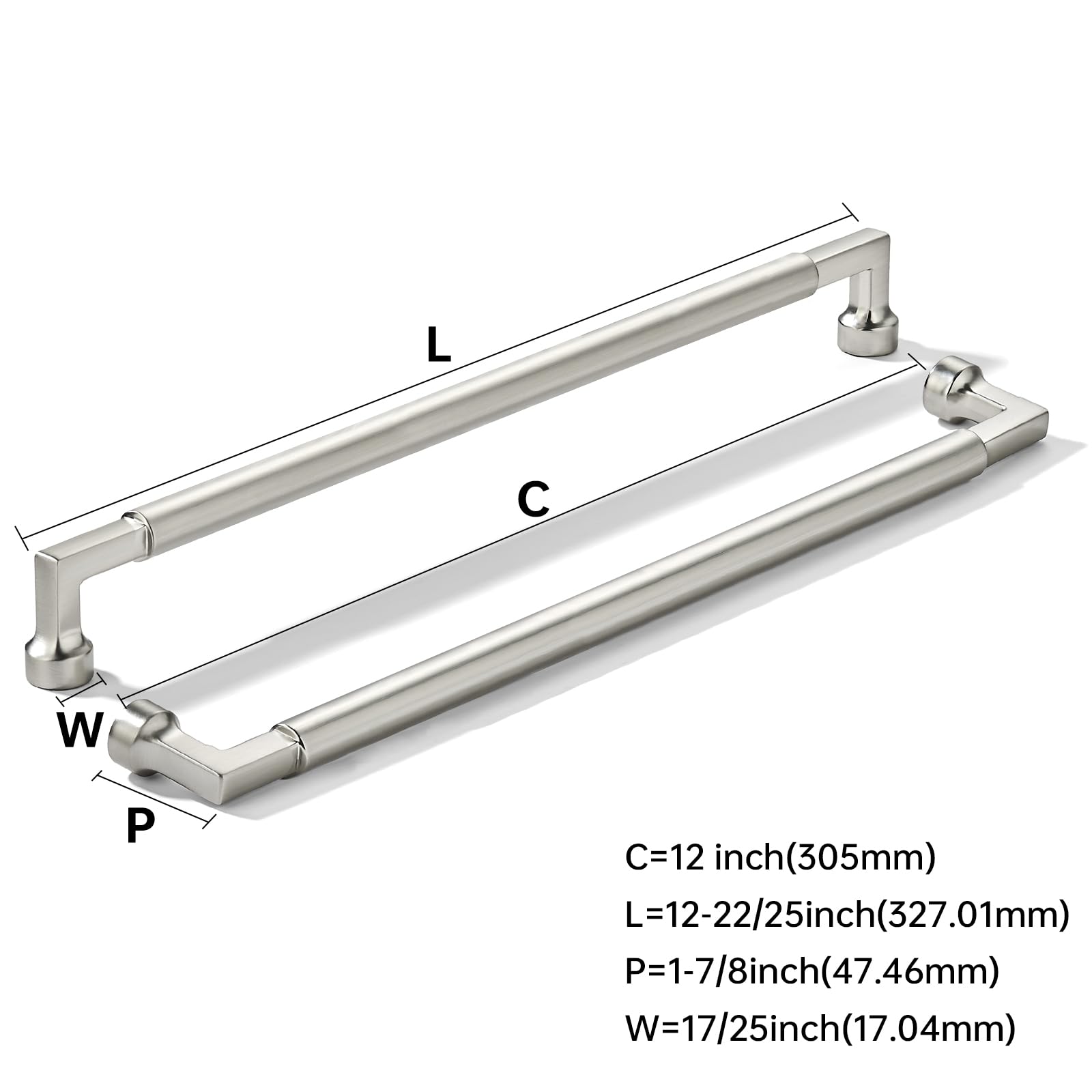 KHTUMEWARE-80345 Brushed Nickel Appliance Pulls CTC 12 in (305 mm) in Brushed Nickel — KHTUMEWARE