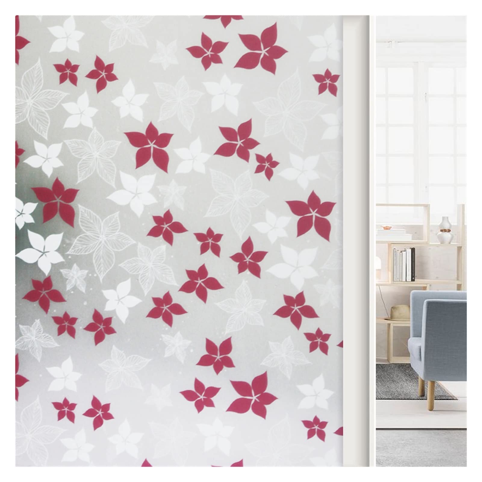 Privacy Film For Glass Windows,Stained Decorative Static Self Adhesive Sticker(Silver,90x200cm)