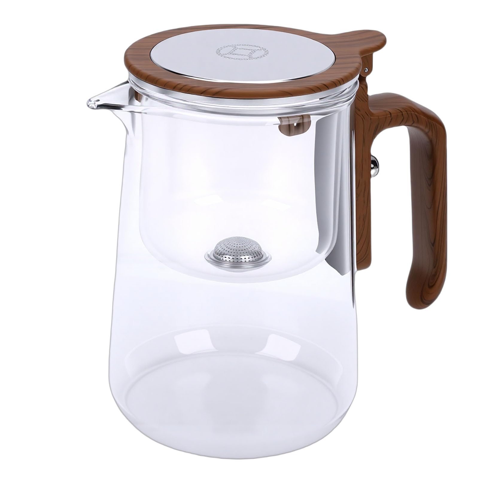 TOPINCN Tetera in Vetro Borosilicato con Infusore in Acciaio Inox e Coperchio Sicuro per Amanti del tè, 30oz Impugnatura Ergonomica Infusione con un Pulsante (600 ml)