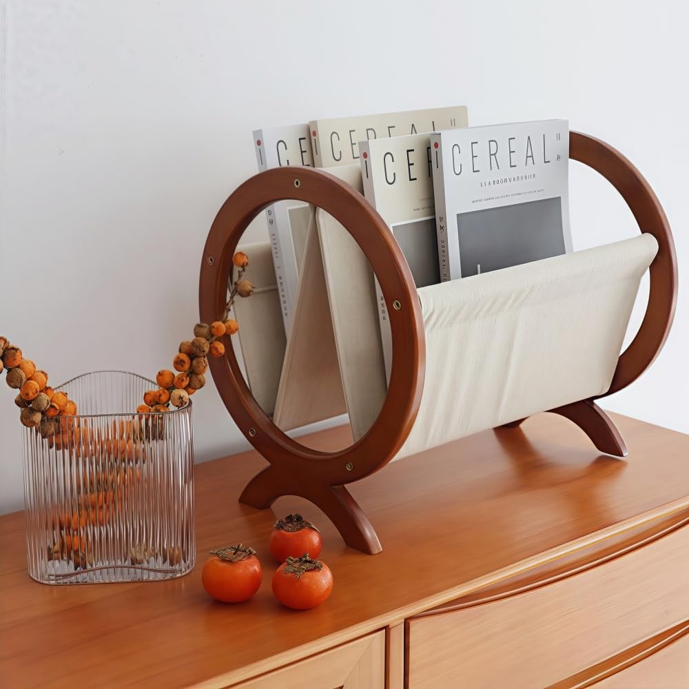 Stojak na czasopisma w stylu vintage, drewniany organizer na dokumenty do salonu lub gabinetu, uchwyt na książki i papier do dekoracji biura domowego
