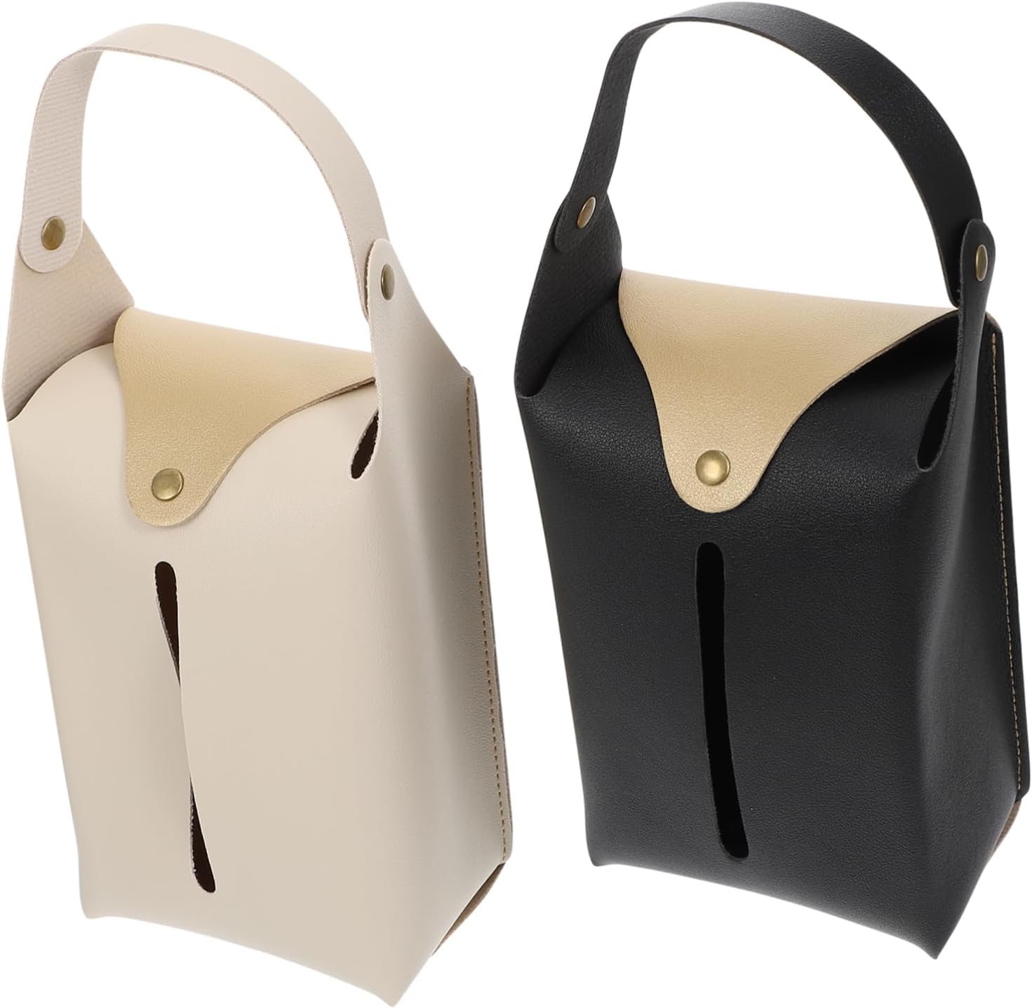 SOLUSTRE 2pcs Elegant Pu Leather Tissue Bag for Car Napkin Storage Pouch for Household Use