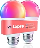 Lepro B1 AI Smart Light Bulbs 2 Pack - WiFi Bluetooth RGBWW Color Changing LED, Alexa Google Assistant, Personalized LightGPM AI, Music Sync