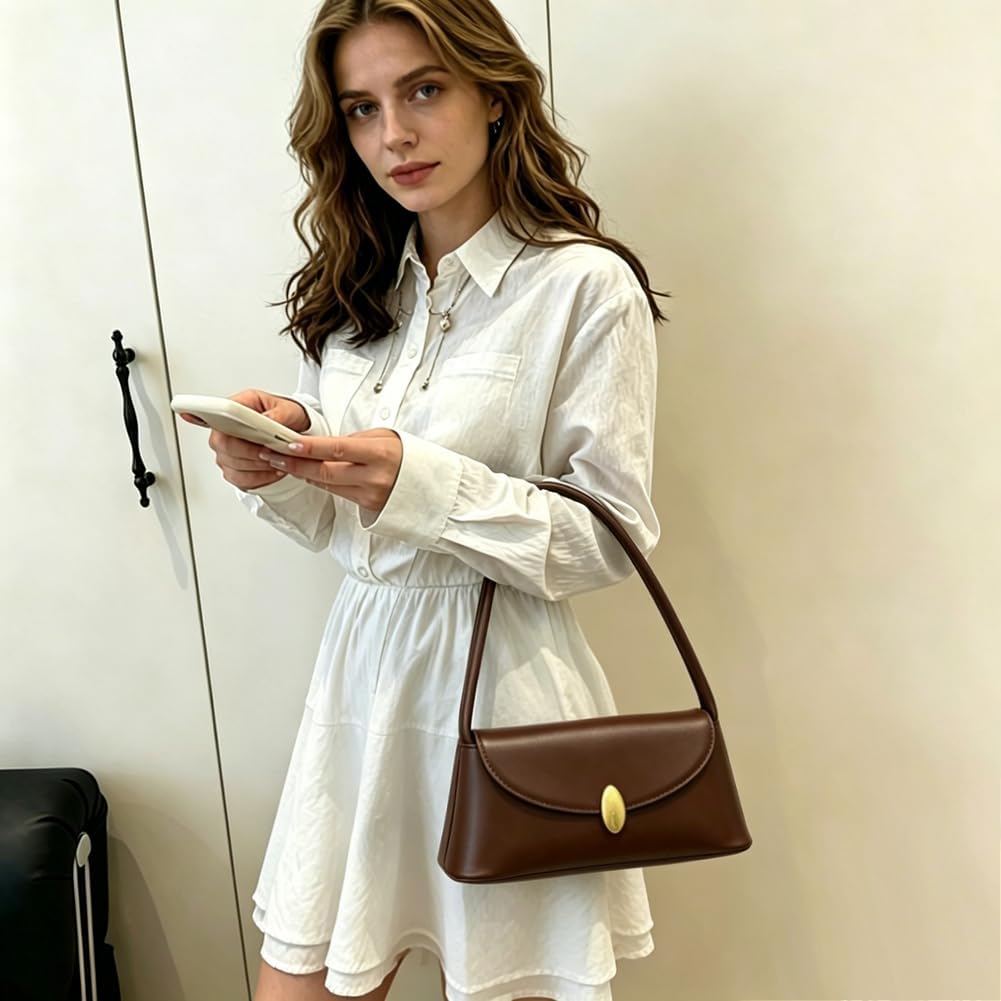 Shoulder Bags for Women Vintage Handbag Retro Classic Small Purse Cute Hobo Handbag (Dark Brown)