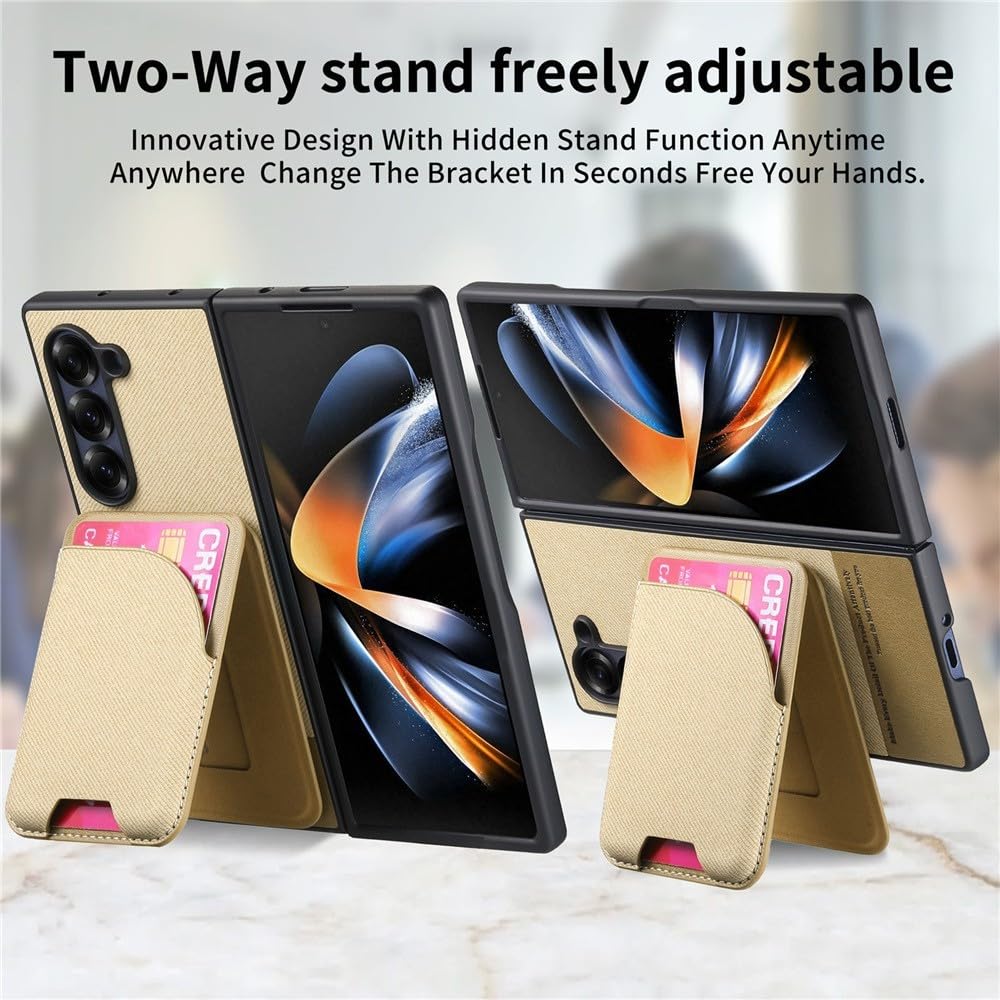 Generic Custodia compatibile con Samsung Galaxy Z Fold 4 (colore: verde) Custodia a portafoglio magnetica in pelle staccabile in tela rigida