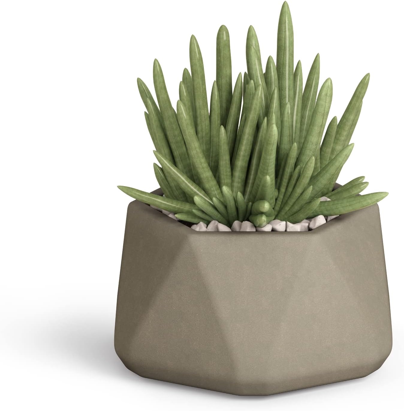 Terra Flame Set of 2 Concrete Mini Genna Flower Pot Planters, Indoor/Outdoor Modern Design with Drainage Hole - Sage