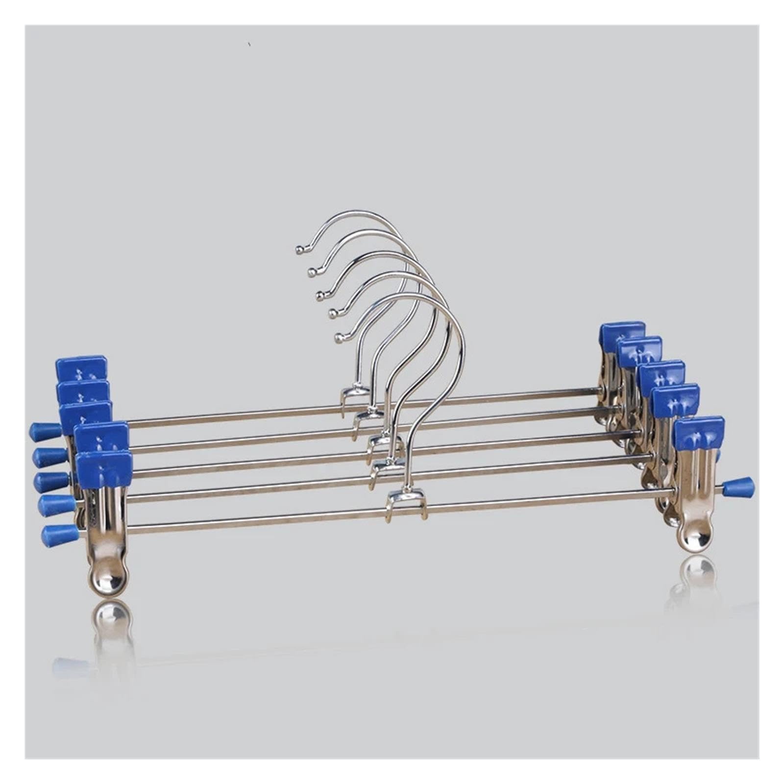 Antypoślizgowe metalowe klipsy do spodni Wieszaki Wytrzymały wieszak na spodnie z dżinsami Spódnice Oszczędność miejsca w szafie(10pcs blue)