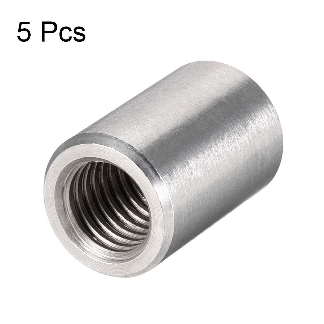 sourcing map Écrou Accouplement Couplage Manchon Filet M14x30mm Hauteur Rond Connecteur Goujon Acier Inox 304 Paquet de 5