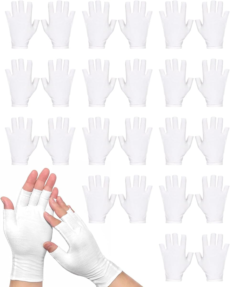 Framad 12 Pairs Black Cotton Fingerless Gloves Moisturizing Night, Uv Sun Protection Gloves for Driving (White) : Amazon.ca