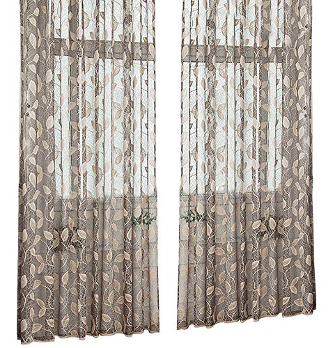 Aside Bside Floral Pattern Wrap Knitting Jacquard Sheer Curtains Rod Pockets Semi Transparent