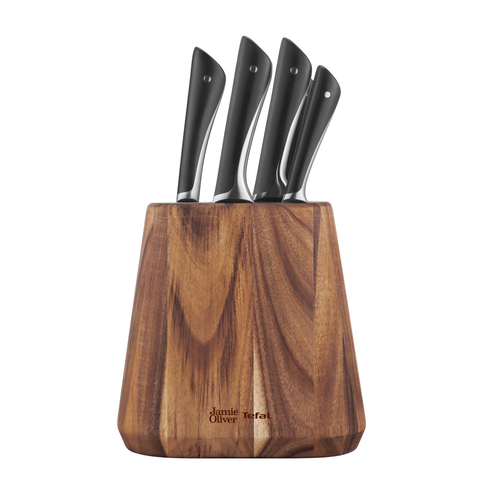 Tefal JAMIE OLIVER by Bloc + 5 Couteaux de cuisine, Chef 20 cm, Santoku 16.5 cm, Pain 20 cm, Utilité 12 cm, Office 9 cm K267S556