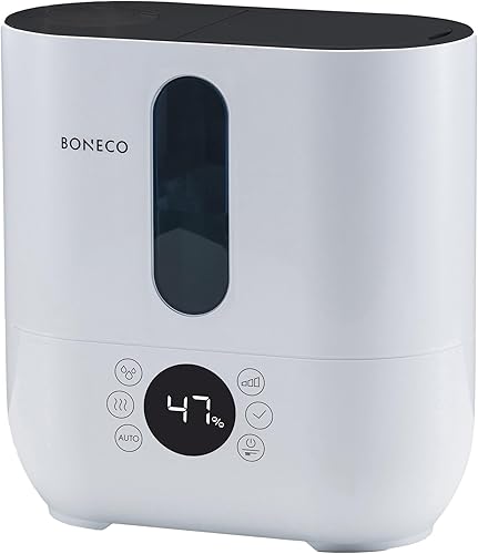 Boneco Humidificador de aire ultrasónico digital para sala de llenado superior con función de niebla cálida o fría, y pantalla LED multifuncional,