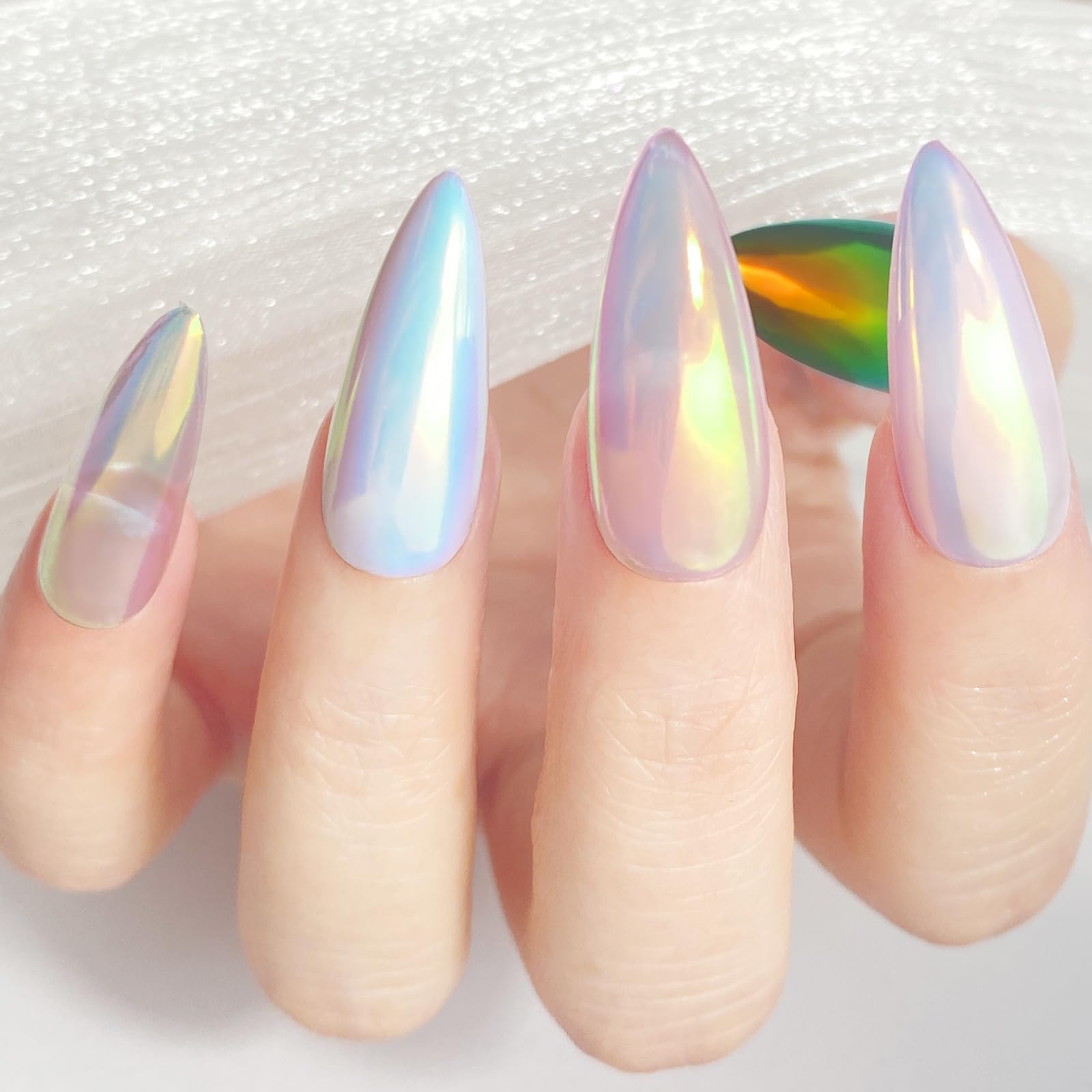 FNNZ Unicorn Chrome Nail Powder, Aurora Unichrome Mermaid Aurora Pigment Pearlescent Nail Art Glitter Dust Decoration for Home DIY Salon Manicure -