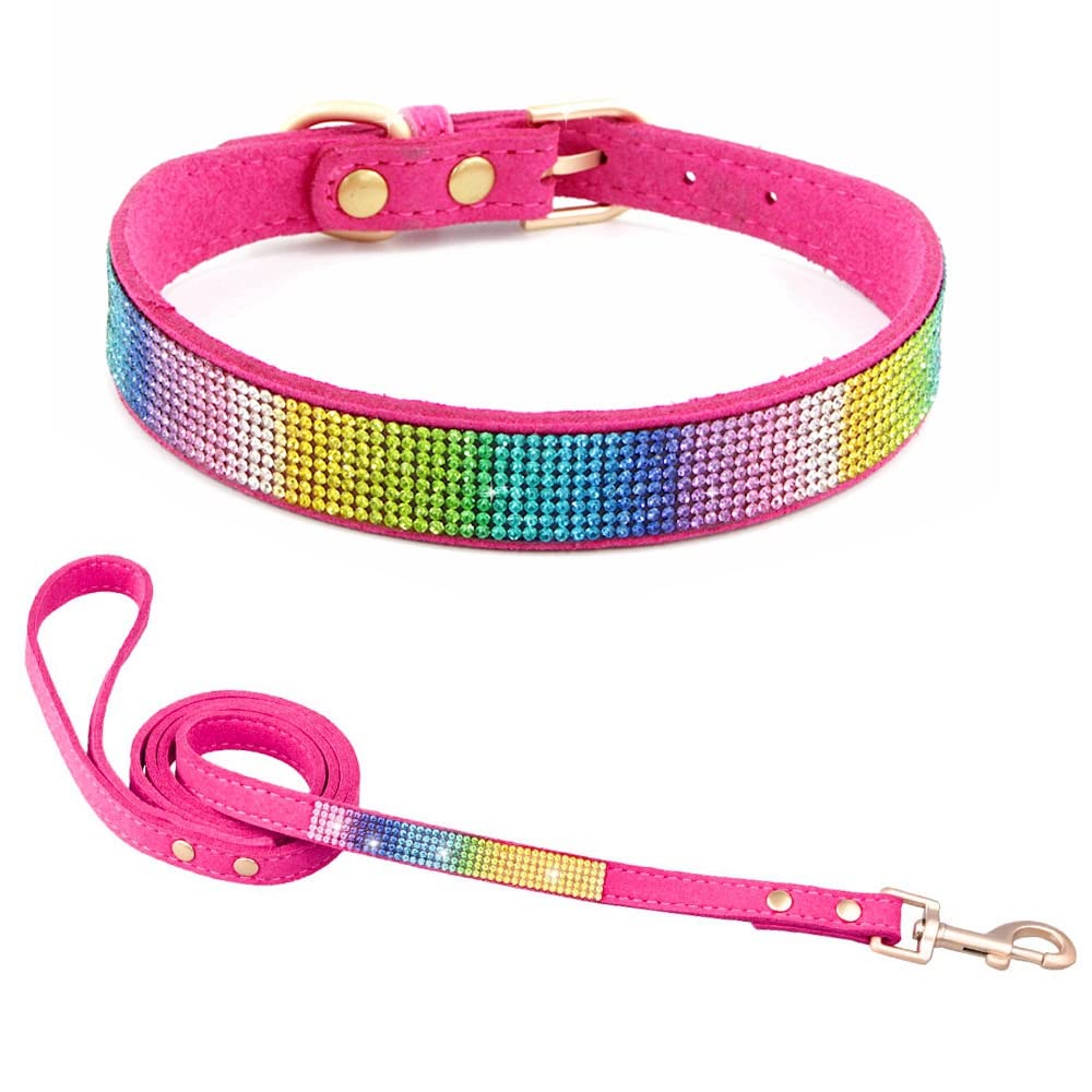 Collar De Perro Rosa XXS Con Diamantes De Imitación, Bonito Lazo