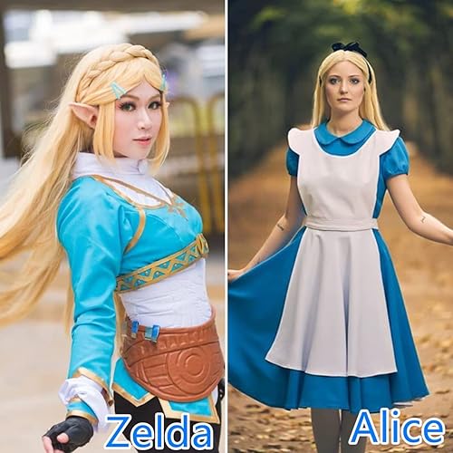 Miniatura 3 de Akkya Peluca larga rubia para mujer, Halloween, cosplay, pelo sintético de color liso para mujer, disfraz de fiesta (28 pulgadas, rubio)