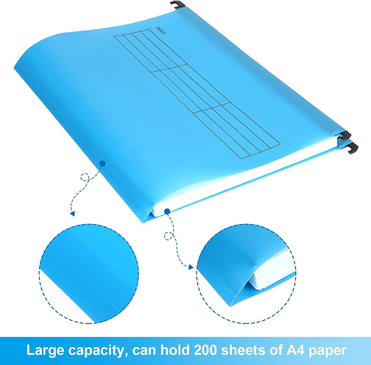 Lot De 20 Dossiers Suspendus A4 - 5 Couleurs (4 Par Couleur) - Capacité 200 Feuilles - Étiquettes Incluses - Imperméables - 10