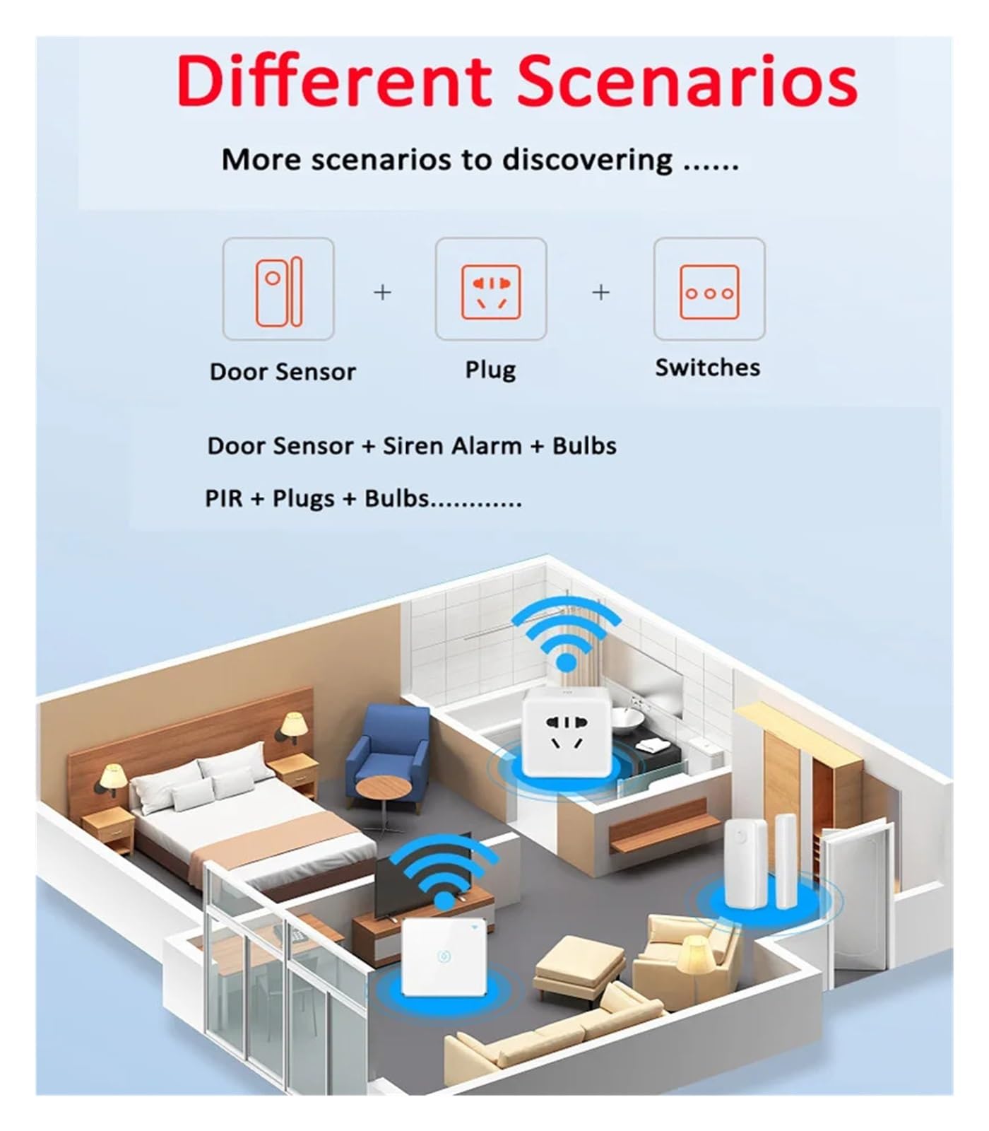 Tuya-Sensor de puerta inteligente, Detector inalámbrico de ventana abierta y cerrada, alerta de notificación por aplicación, alarma de seguridad, compatible con Alexa(4PCS)