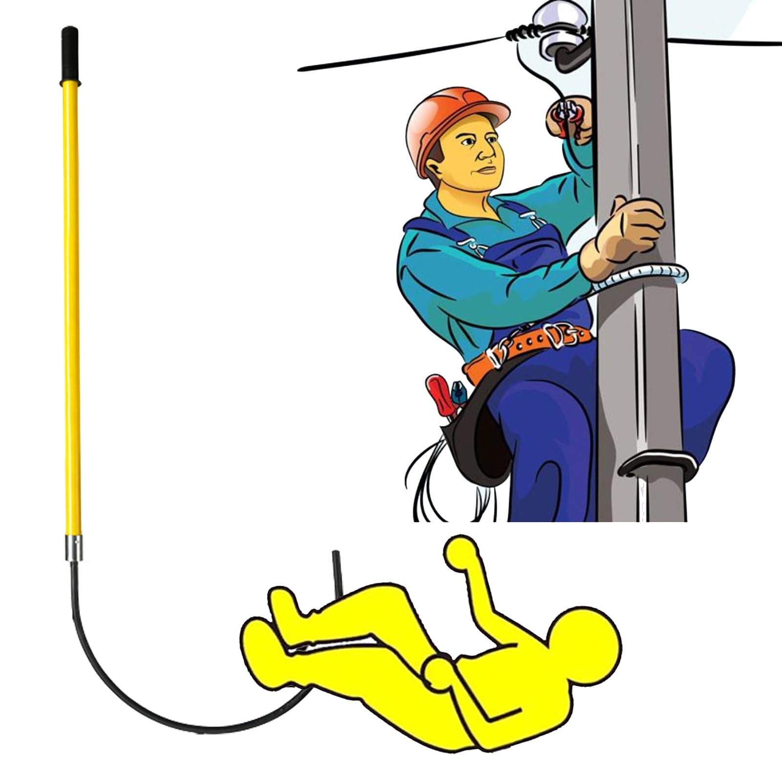 Hak ratunkowy – izolowany drążek do ciągnięcia dla elektryków, strażaków i bezpieczeństwa basenu, narzędzie awaryjne z otworem 50 cm i antypoślizgowym uchwytem