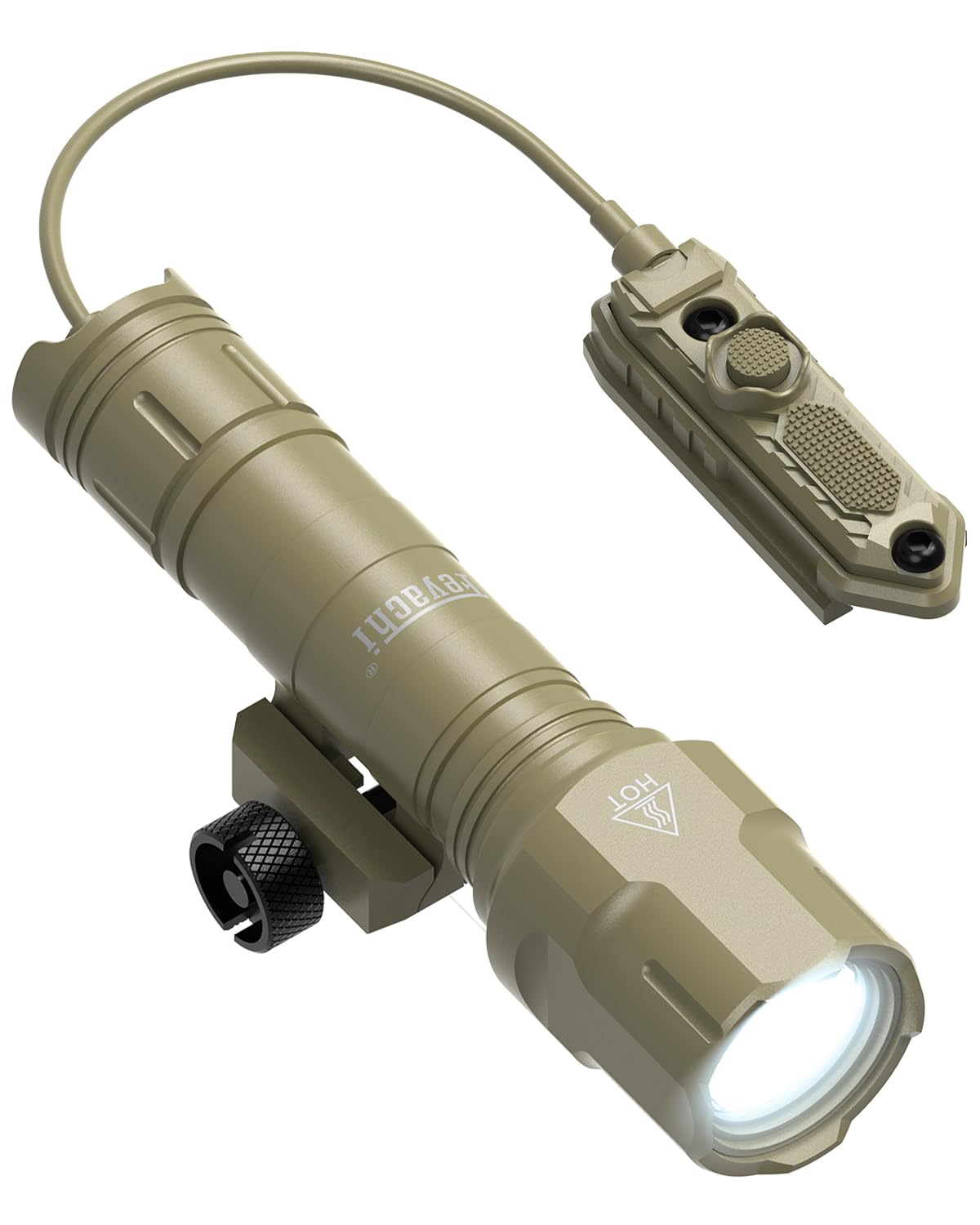 Feyachi Rifle Light 1200LM 22500Candela WL25 Tactical AR Flashlight LED Outdoor Light with Pressure Switch & Picatinny/Mlock Rail Mount, 3 Modes - High/Low/Strobe