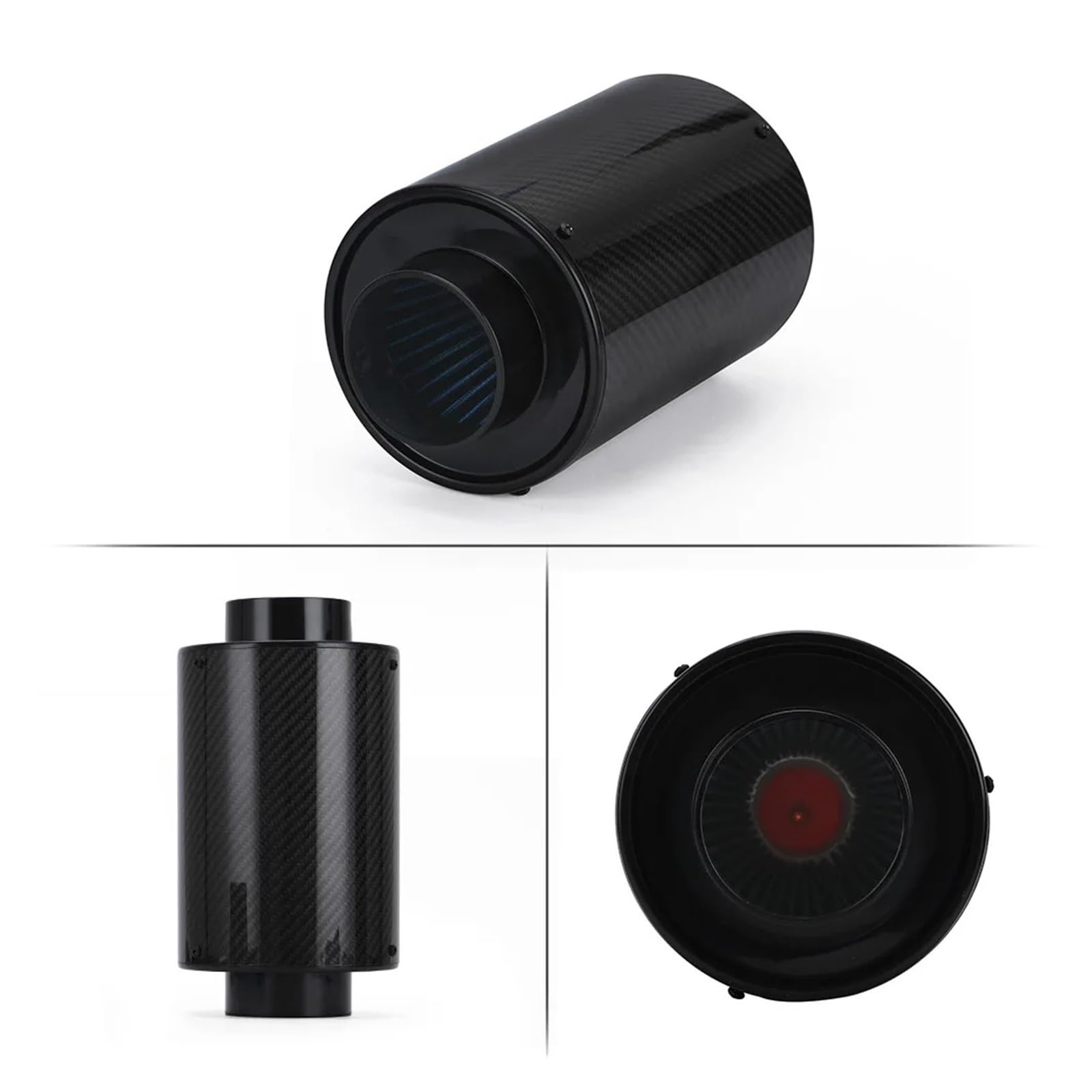 De Entrada Aire Frío Universal Para Coche 3 "con Ventilador Carreras Kit Filtro Inducción Alimentación En Fibra Carbono Caja Manguera Admisión Aire