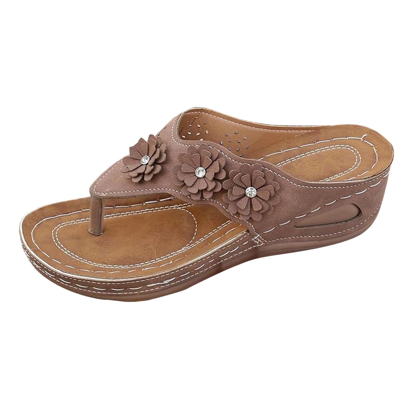 Infradito da donna con supporto per arco plantare, sandali da spiaggia da donna taglie forti traspiranti pantofole con zeppa nuove pantofole esterne con strass a fiore infradito da bagno piscina