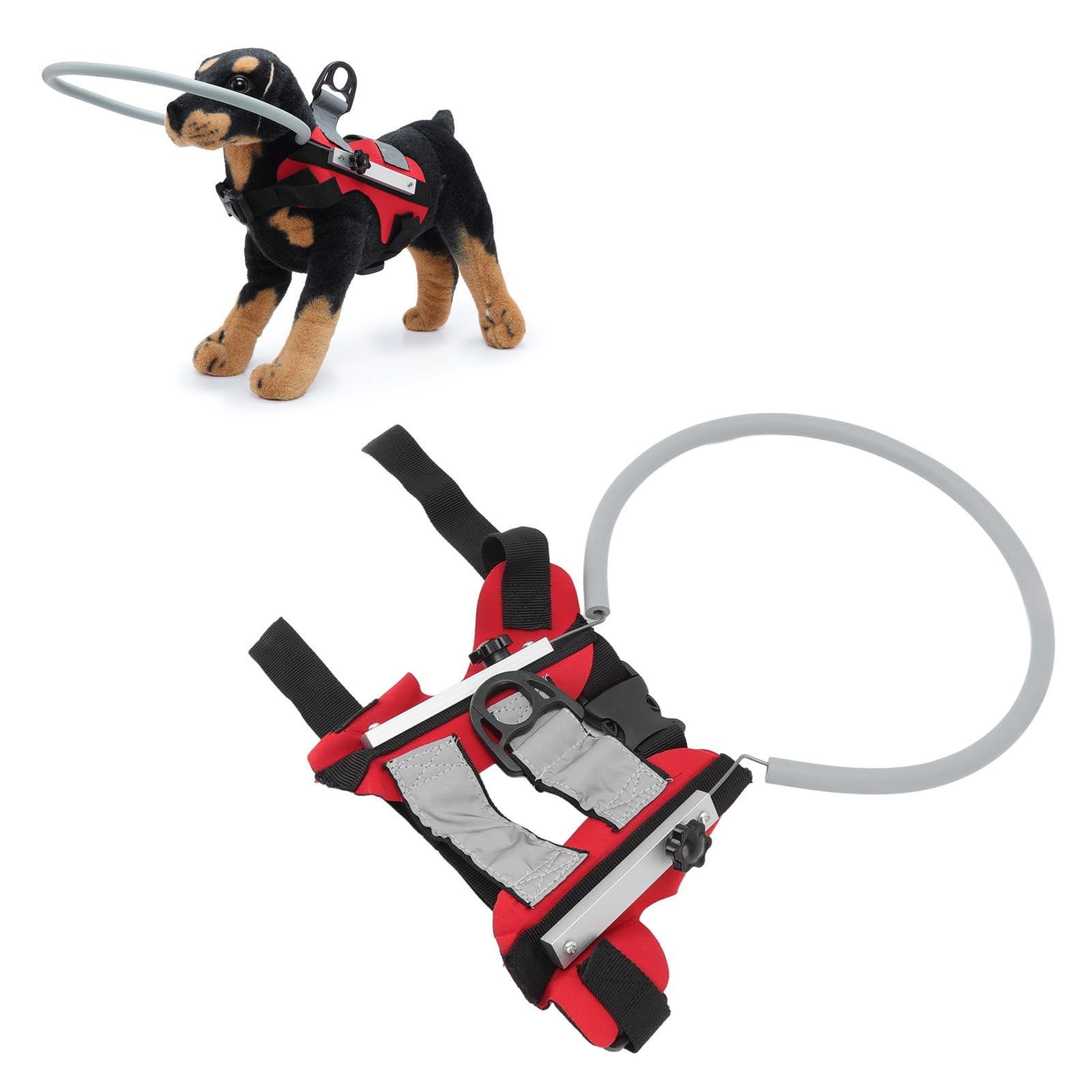 Blindenhund Halo Schutzring, Führungshilfe Geschirr für Sehbehinderte Hunde, Rot
