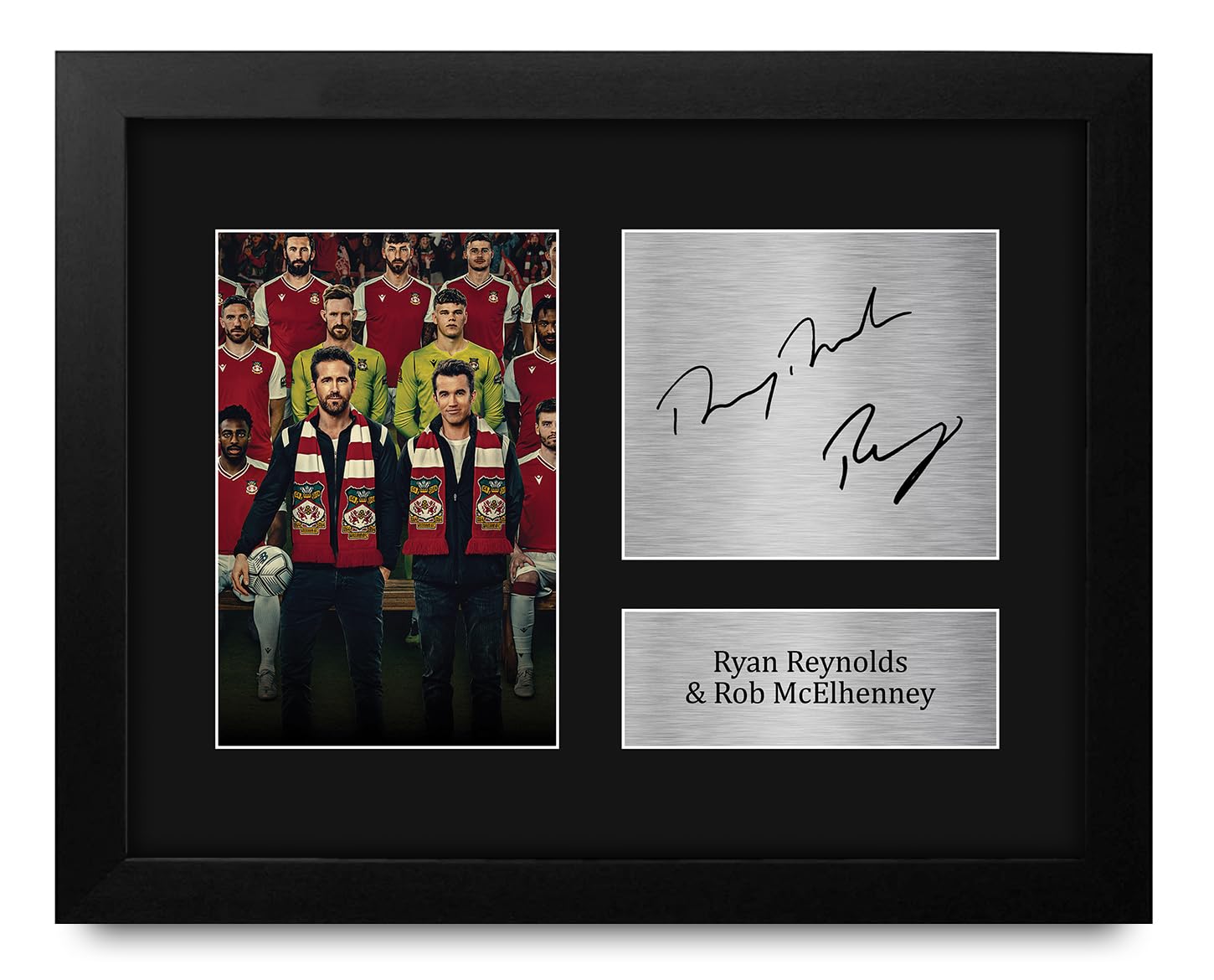 HWC Trading Ryan Reynolds & Rob McElhenny Wrexham Framed Gifts Printed Signed Autograph Picture for Soccer Fans and Supporters - US Letter Size