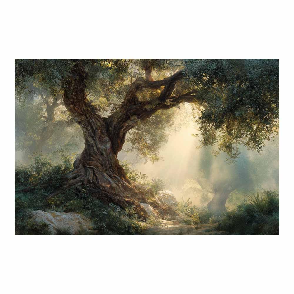 ZAMAEIU Tree of life wall decor Shadowy trees conceal On Canvas Prints Poster Pictures for Living Room Bedroom Home Office Wall Decoration(green)-80x120cm Unframed