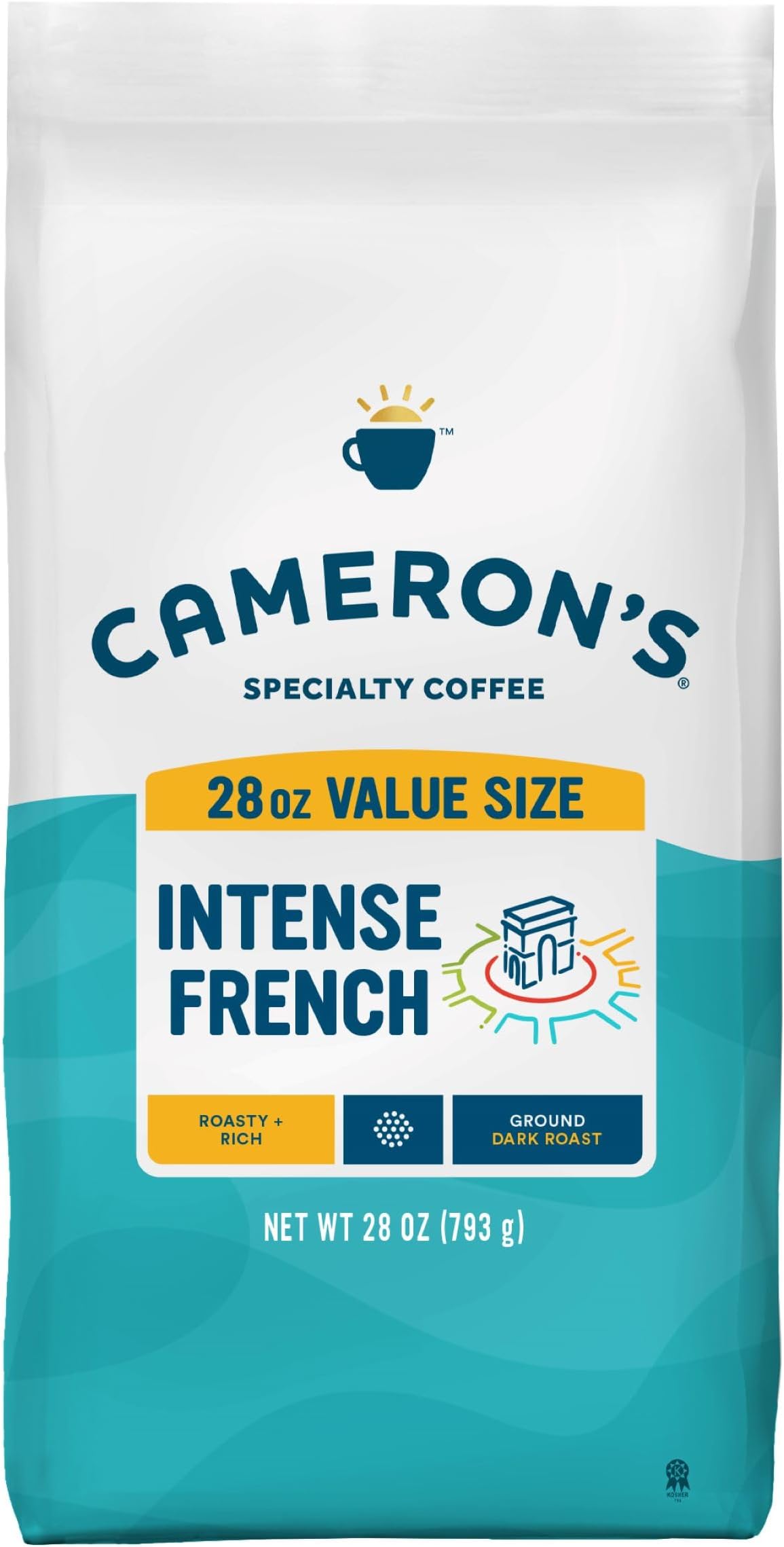 Cameron's Coffee Roasted Ground Coffee Bag, Intense French, 28 Ounce