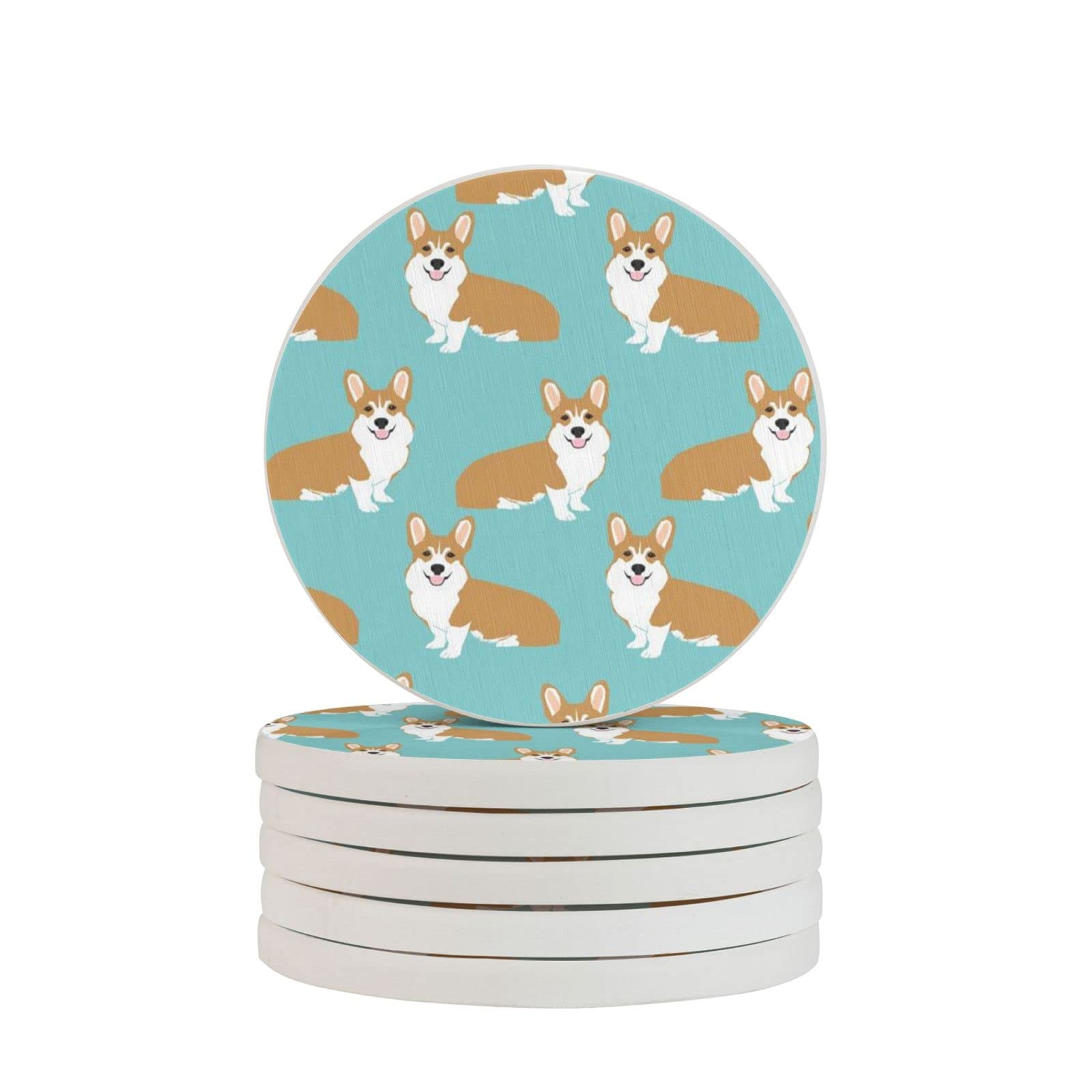 Corgi Dog Four Pieces Coaster Heat-Resistant Reusable Saucers for Drinks Wine Glasses Plants Cups Mugs