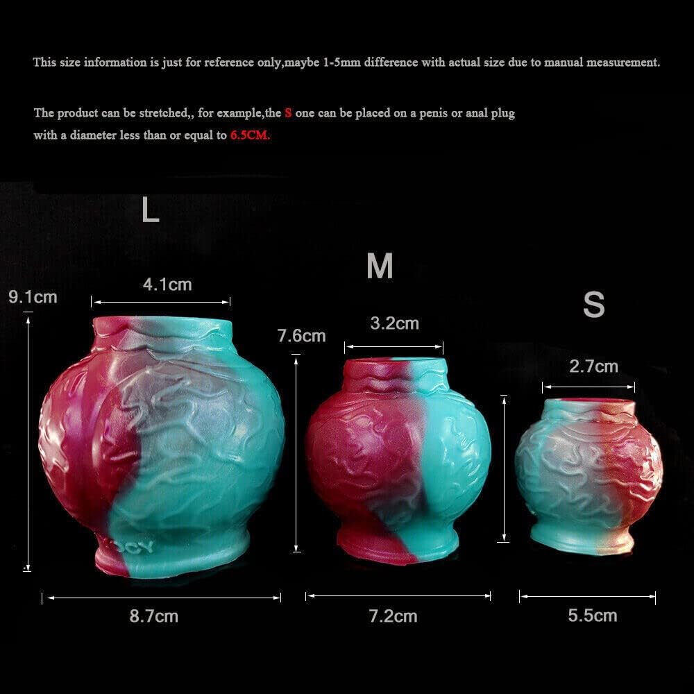 Silicone Large Knot Dildo Cock Ring Penis Sleeve Vaginal Anal Stimulate Ring Toys (M)