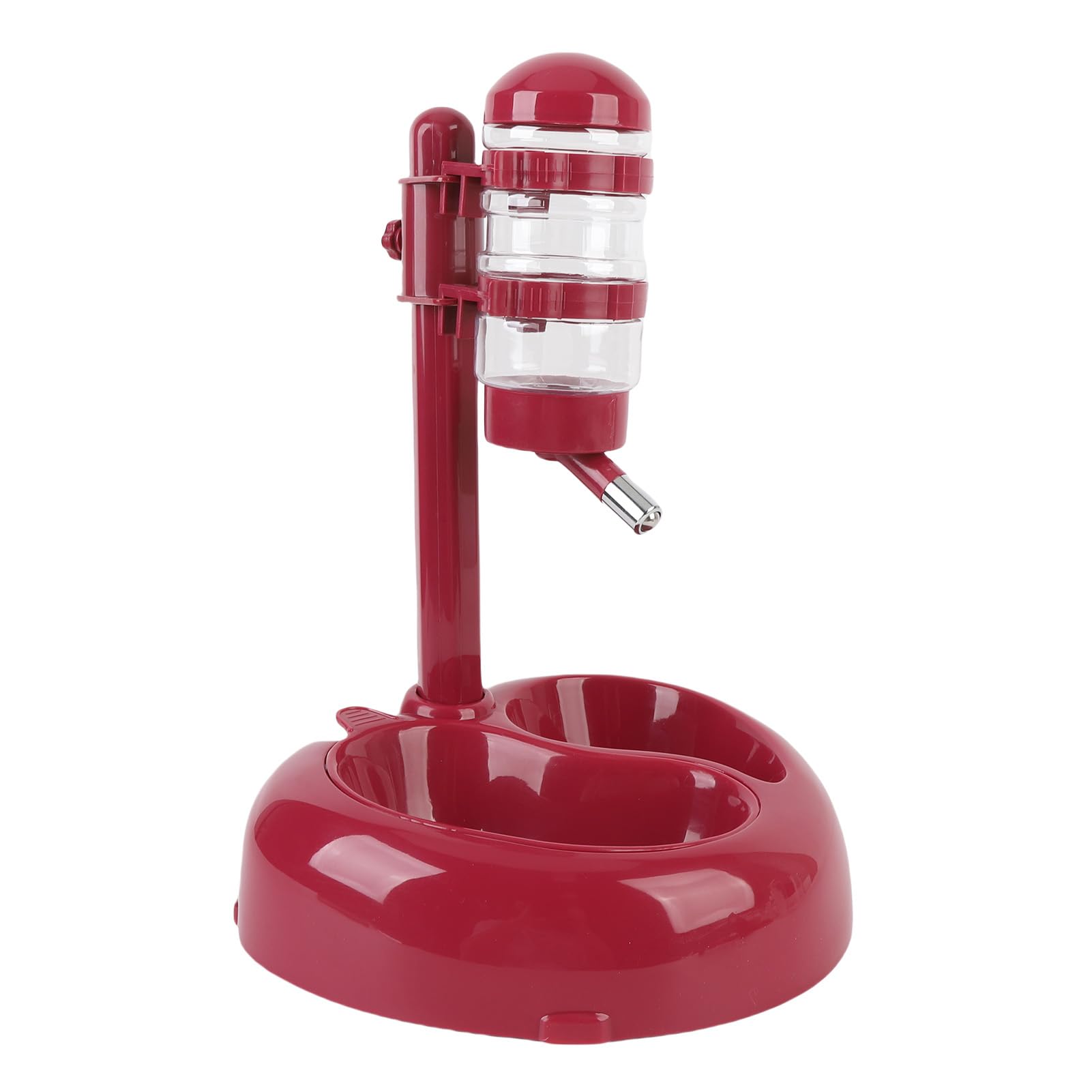 Generic Dispensador de Agua de Pie, Botella de Agua para Perros en Forma de Corazón y Tazón de Alimentación de Alimentos, Ajustable de de Automática de, para Hámster de Conejo Gato (Wine Red)