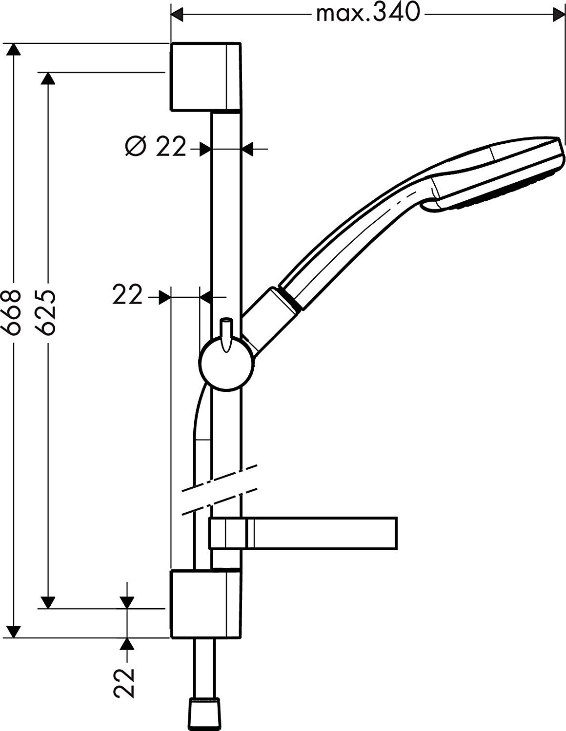 Hansgrohe 27717000 Zestaw Prysznicowy, Srebrny, ‎26 x 14 x 89.7 cm; 1.04 kg