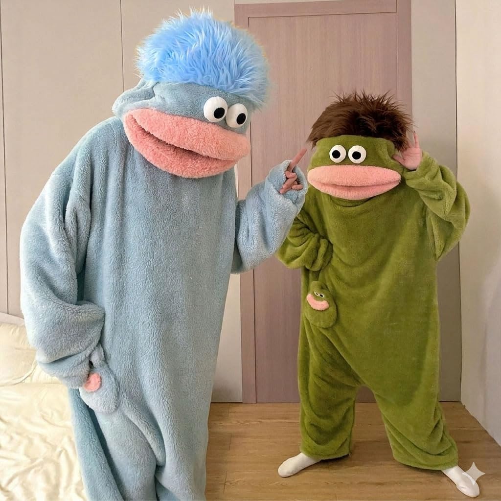 Silly Frog Onesie Pajamas – Soft Plush Cosplay Jumpsuit, Unisex Cozy Loungewear for Sleepovers & Relaxation
