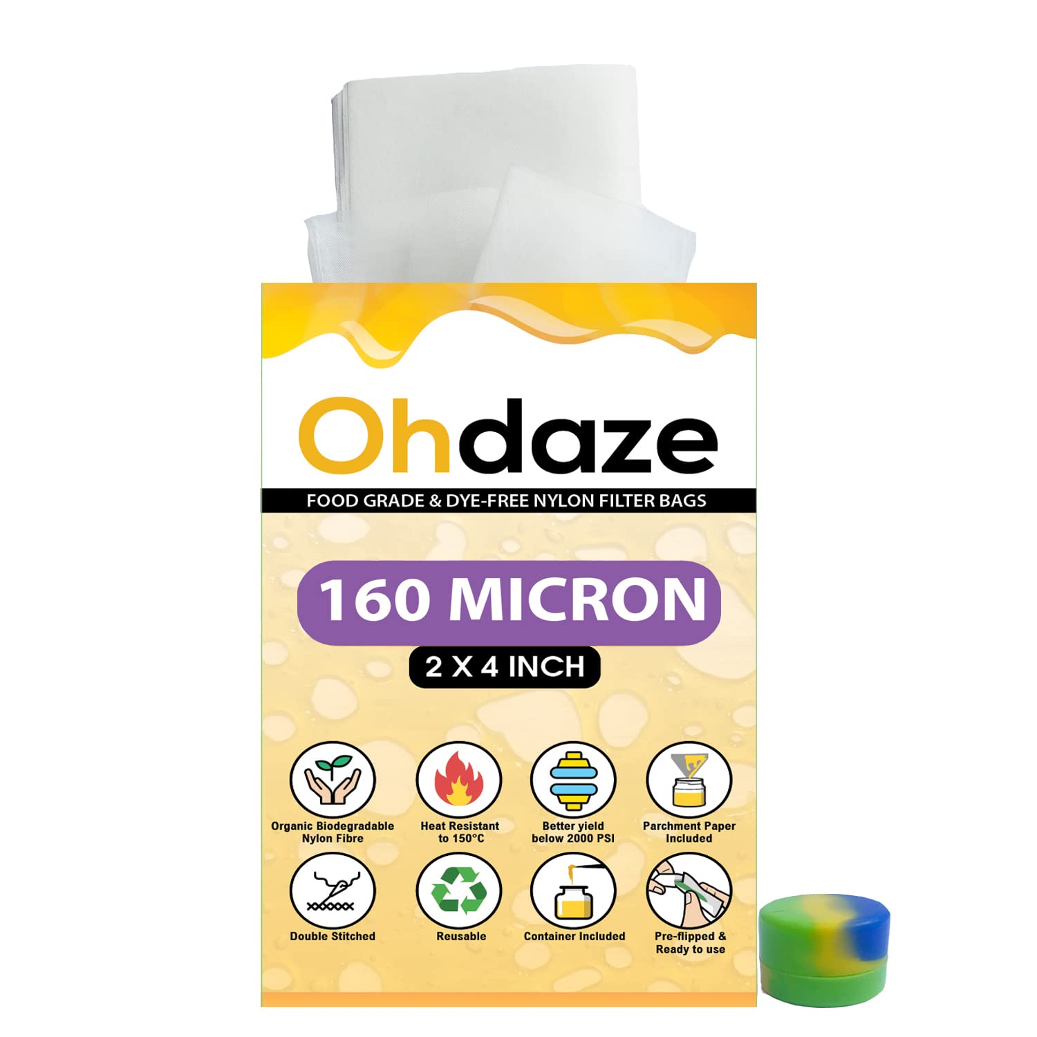 Buy Ohdaze Rosin Press Bags 2x4 inch 40 Pack 160 Micron Press Bags 3 x