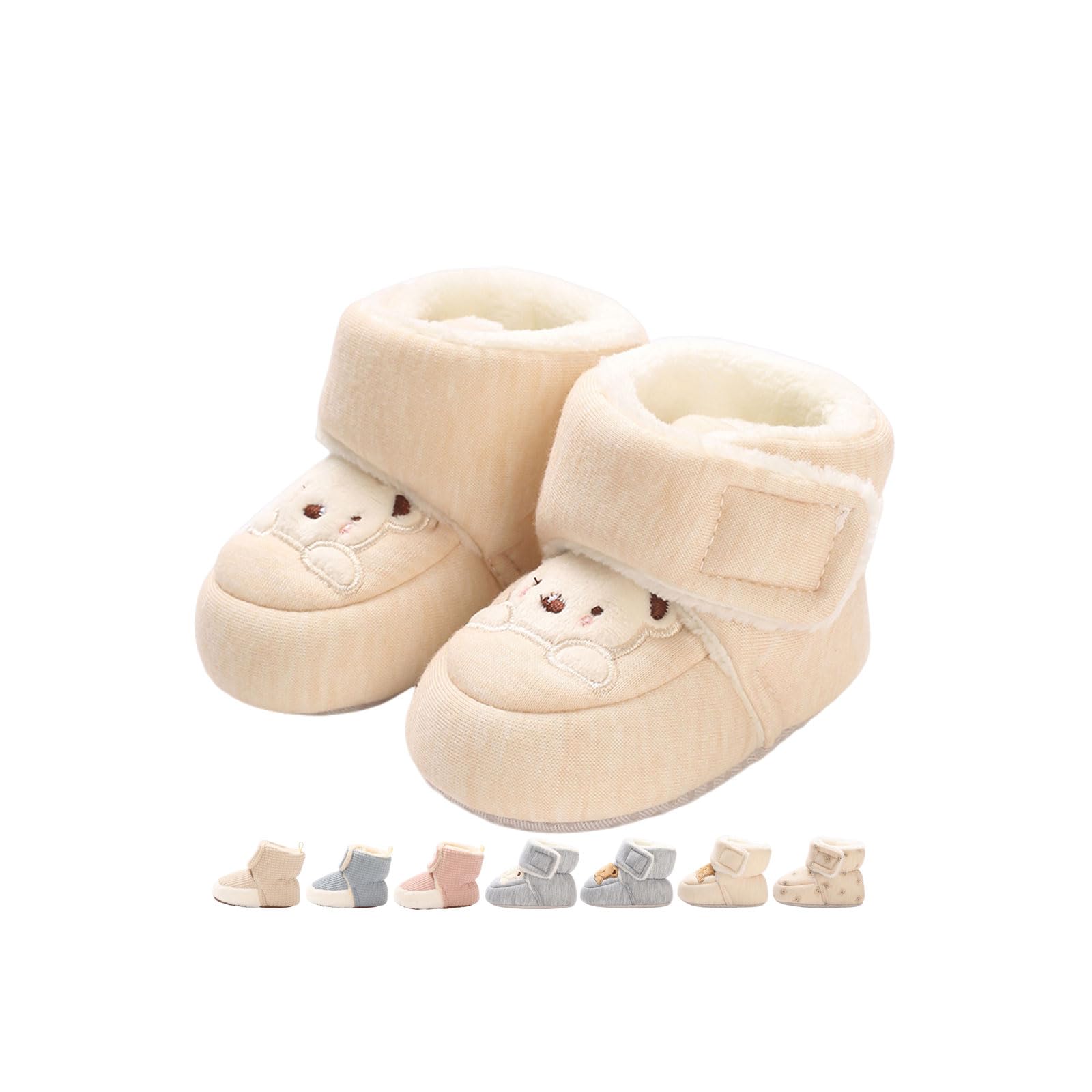 Chaussures Premier Pas Bébé Garçon Fille Chaussons Chaud Fourrés Hiver Chaussettes Polaire Antidérapant Enfant Bottes de Neige Semelle Souple Bottines Naissance Bottillons 0-18 Mois