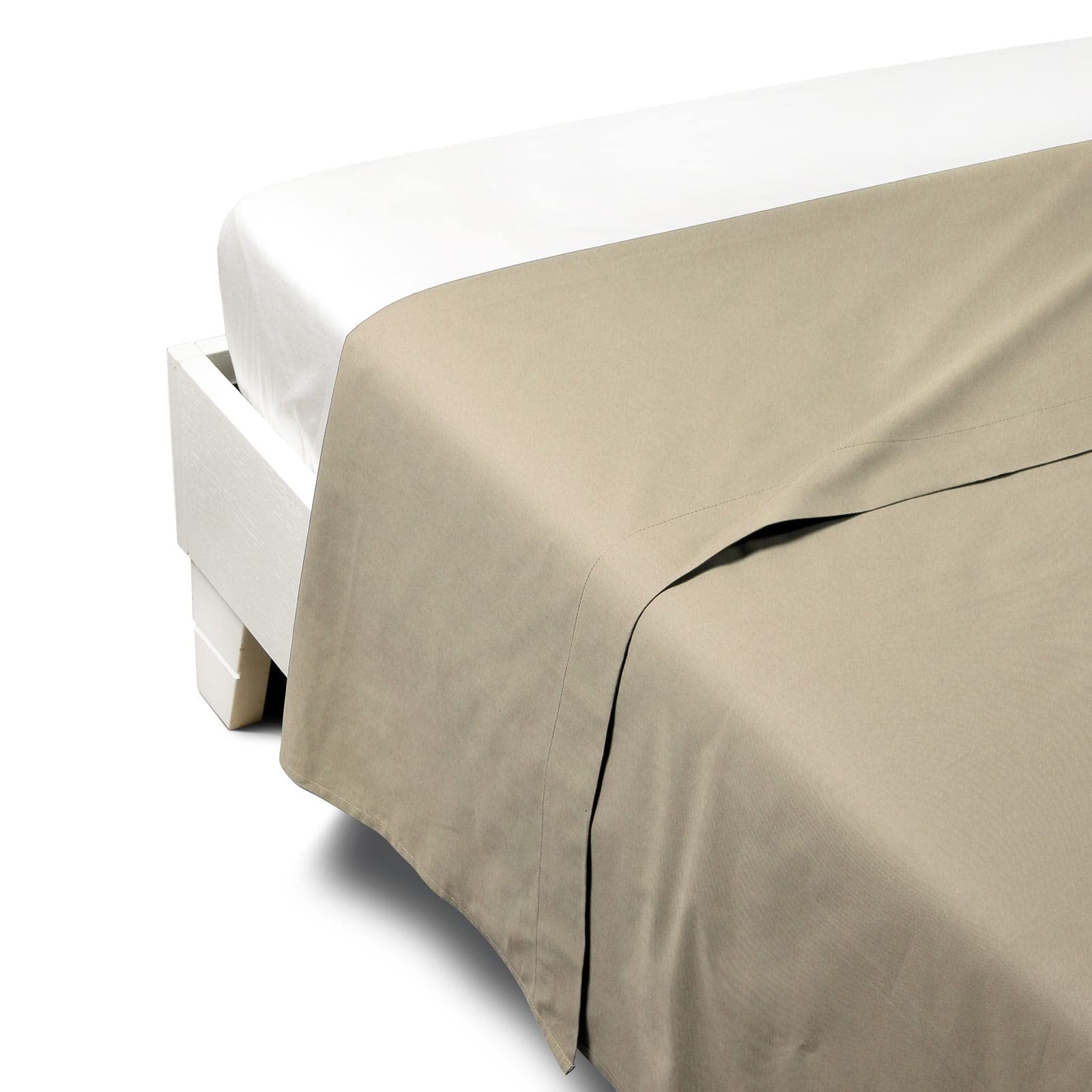 Drap de dessus respirant en percale de coton naturel Caleffi pour grand lit