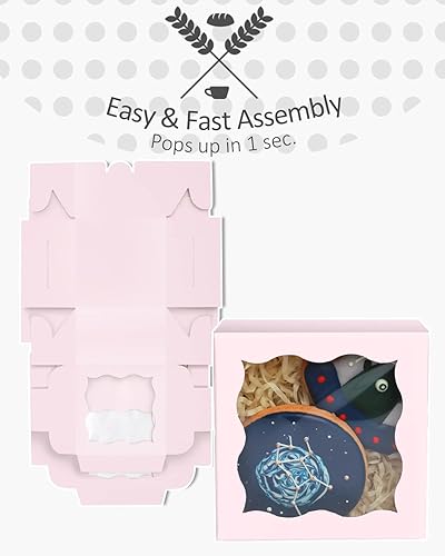 Miniatura 2 de qiqee Cajas de panadería de Acción de Gracias con ventana, 52 unidades, 4 x 4 x 2.5 pulgadas, mini cajas de galletas para macarrones, cajas de