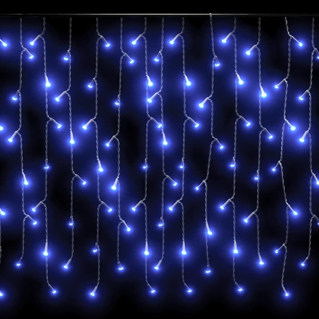 Lichtervorhang LED Eiszapfen 10 m, 400 LED Blau mit 8 Funktionen, energiesparende Weihnachtsbeleuchtung für Innen und Außen, Kupferdraht, geeignet für Fenster, Balkon, Garten