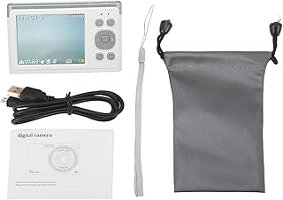 Câmera digital 4K, câmera digital IPS HD Mirrorless de 2,88 pol. para fotografia e vídeo, AF autofoco 16X Zoom 50MP Vlogging Camera, com luz de preenchimento LED, alça de mão, para iniciantes(white)