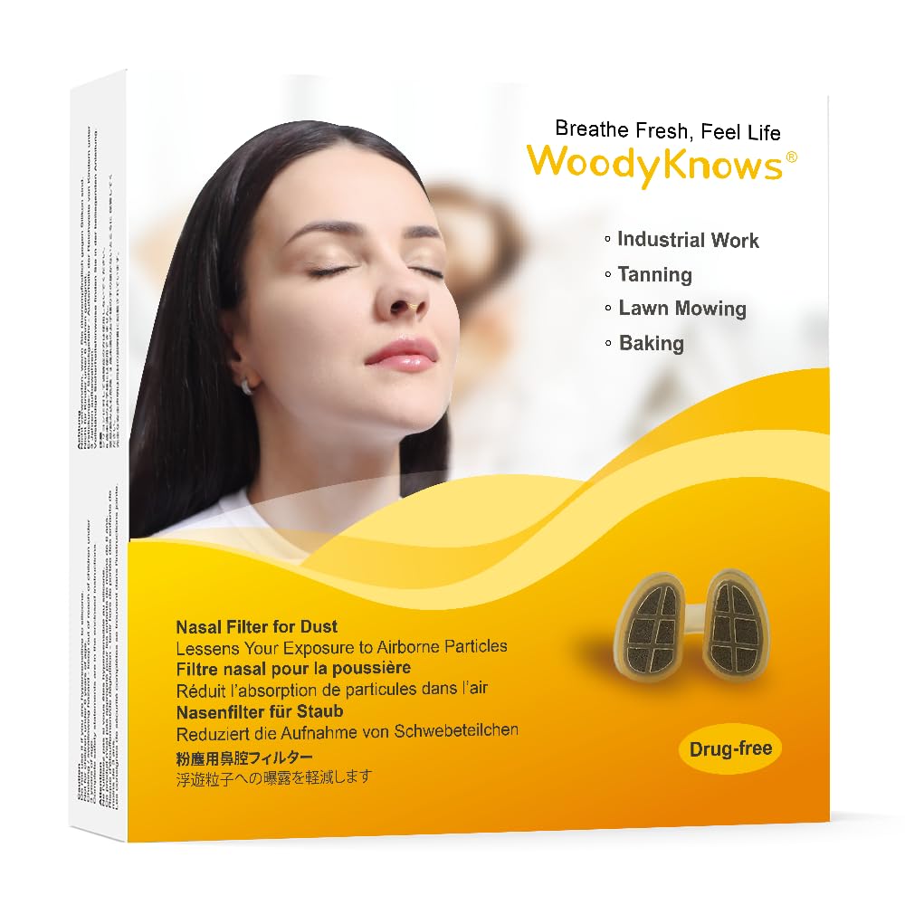 WoodyKnows Nasal Filters for Dusty Activities, Useful Tool for Doing Industrial Work, Tanning, Grooming, and Housekeeping (Trial S/M/L/XL, 1 Nasal