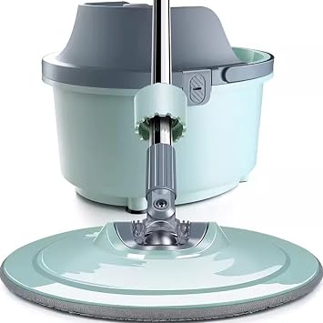 Spin Mop & Bucket Set - Hand-Free Wringer Floor Cleaning Mop - Flat Floor Microfiber Mop and Bucket - Self Wringing Mop Bucket System for Hardwood Laminate Ceramic Marble Tile