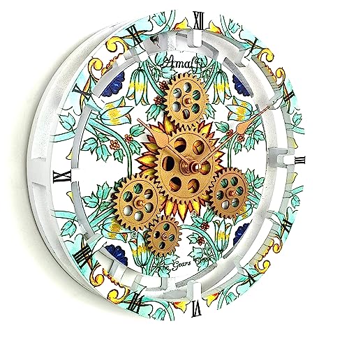 The Gears Clock - Orologio da parete con ingranaggi mobili, collezione Italia, 25,4 cm