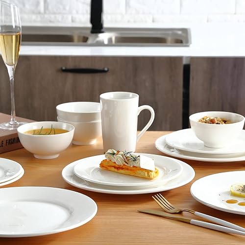 Miniatura 4 de Loymokinar Round dinnerware Sets 16-Piece Porcelain dish set white