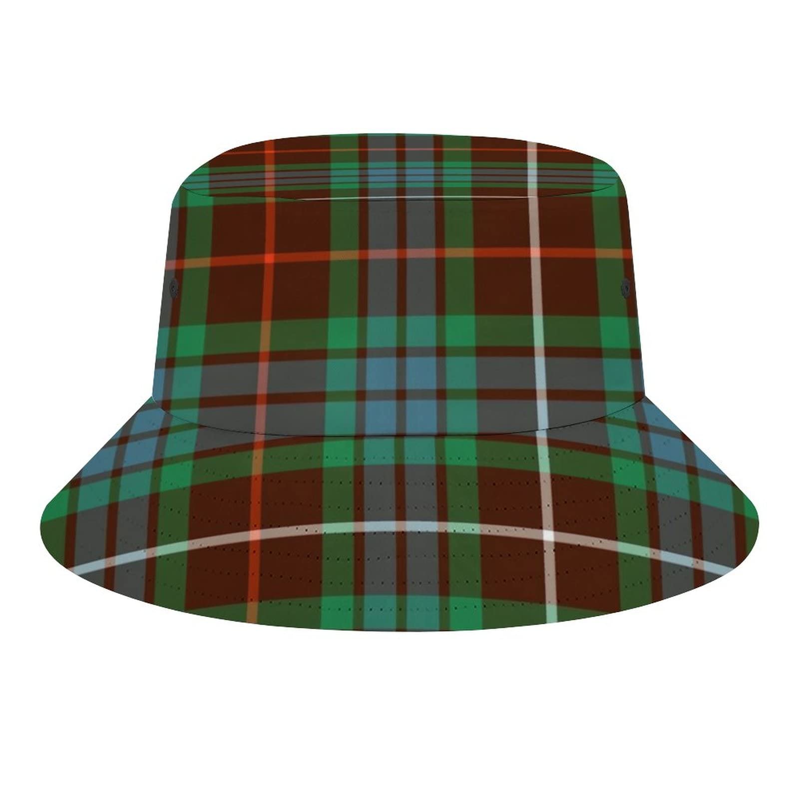 FWJZDSP Clan Fraser Hunting Tartan Brown and Blue Pla Bucket Hats Sun Cap Packable Outdoor Fashion Fisherman's Hat for Women and Men