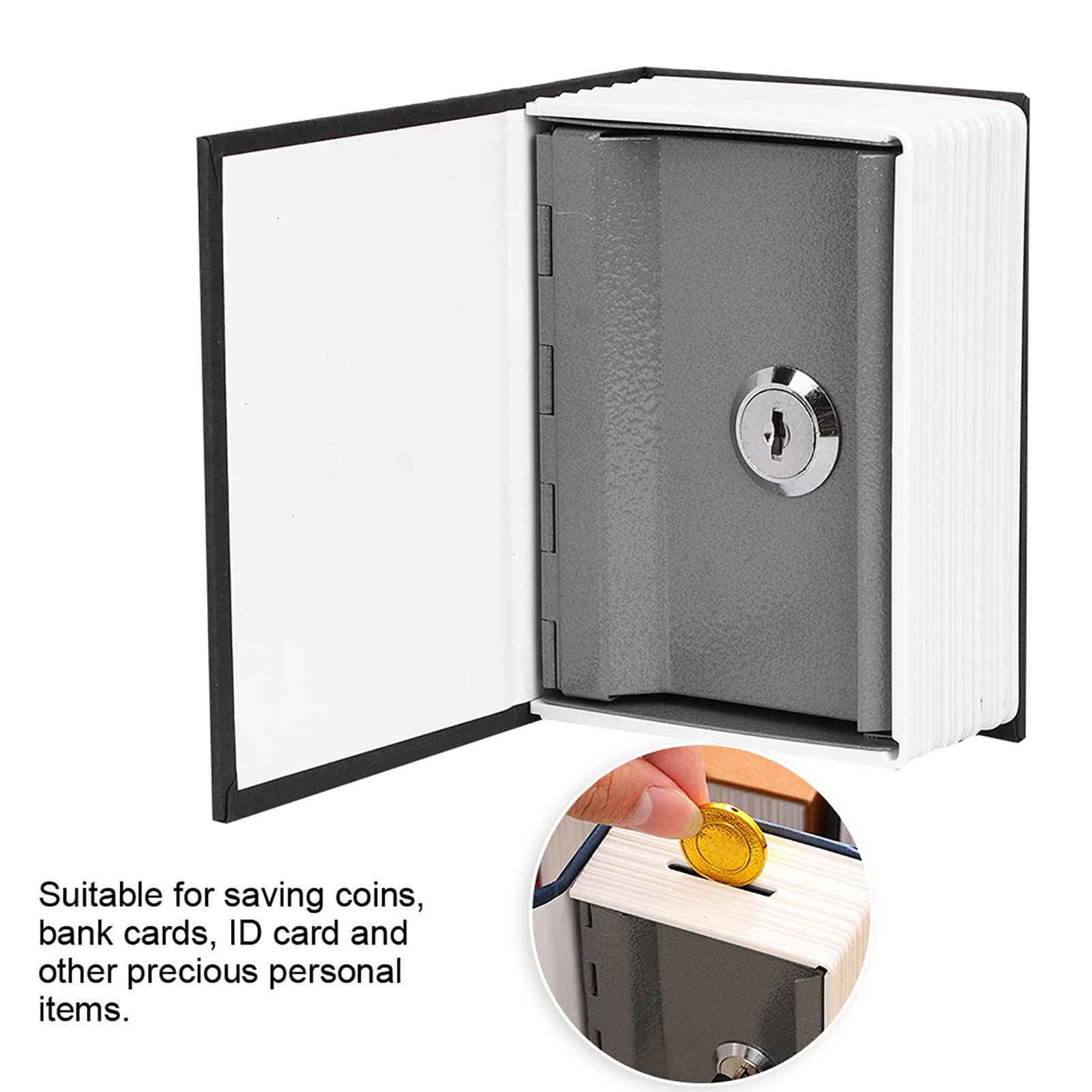 Yosoo Simulation Book Safe Storage Box, Mini Simulation Book Safe Storage Box Money Cash Jewelry Security Lock Case with Keys - Image 2