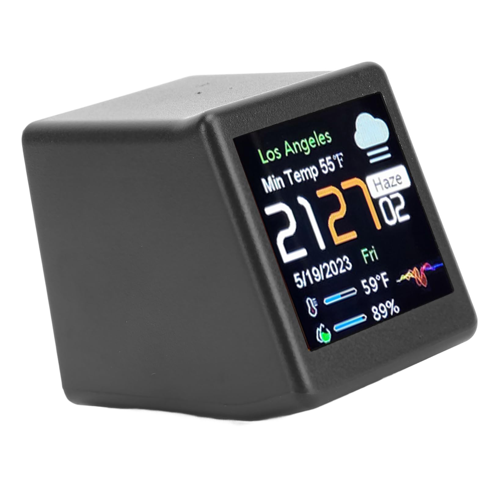 Tonysa Smart Wetteruhr mit Temperaturanzeige und Wettervorhersage, LCD -Display mit USB -C Ladung, Multifunktionaler Digitaler Uhr mit Anpassbarem Animation & Fotoalbum, Night (Black)